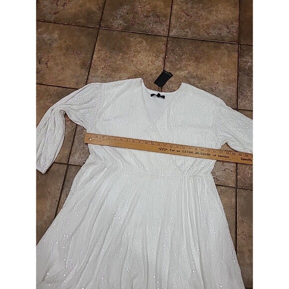 ELOQUII white Sequins Long sleeve dress Party - Picture 10 of 12
